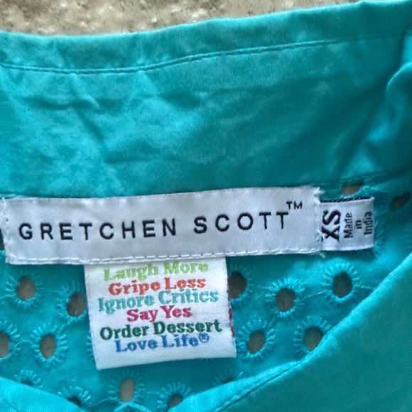Gretchen Scott Designs Turquoise Eyelet Blouse - Picture 2 of 5